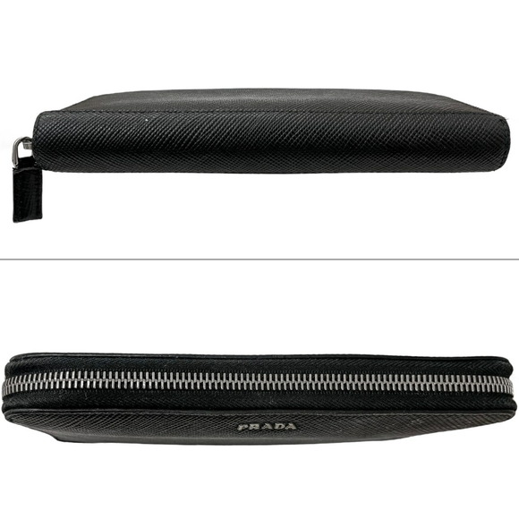 PRADA Saffiano long wallet black leather - Picture 4 of 9